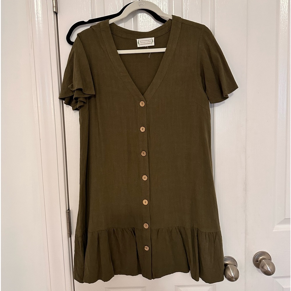 Forest Green Button Down Dress (M)